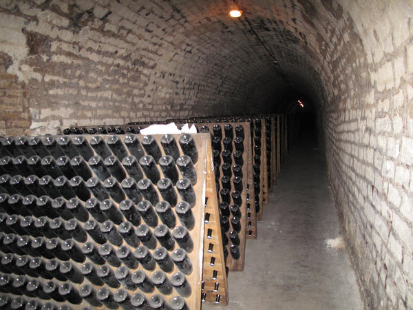 champagne aging in the cellars in epernay france