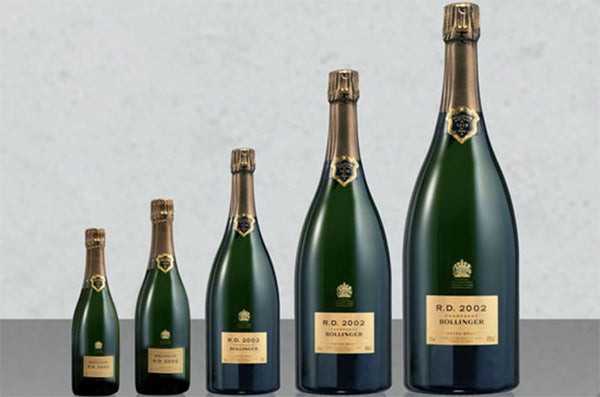 Different sizes of Champagne Bottles