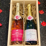 Champagne Brace with Wooden Box - Personalised White & Rosé