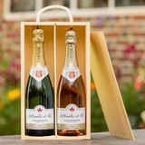 Champagne Brace with Wooden Box - Personalised White & Rosé