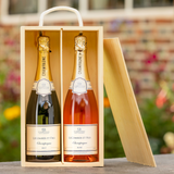 Champagne Brace with Wooden Box - Personalised White & Rosé