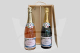 2 bottles of personalised champagne in a wooden gift box | Rose & White Champagne | Personalised corporate champagne gift by Park Lane Champagne
