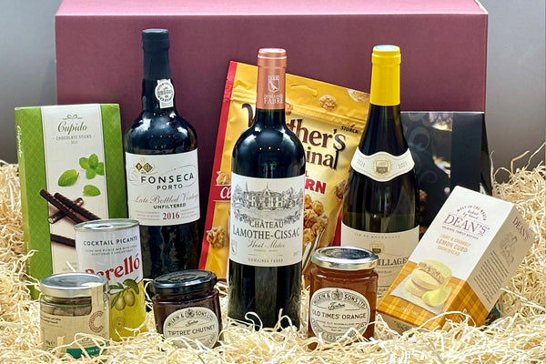 The Fireside Treat Fine Wine & Port Hamper | Personalised Corporate Hamper Gifts By Park Lane Champagne