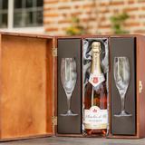 Personalised Rosé Champagne Gift with Two Flutes Gift Set