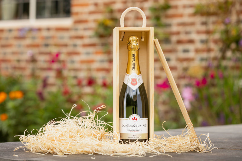 Personalised Champagne (750ml) with wooden gift box | Branded Champagne | Personalised champagne corporate gift with box