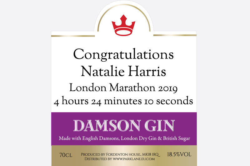 Personalised Damson Gin | Branded label Park Lane Champagne