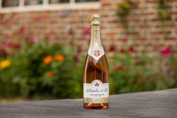 LeComber et Fils Rose champagne bottle in wooden box | Personalised rose champagne bottle gift