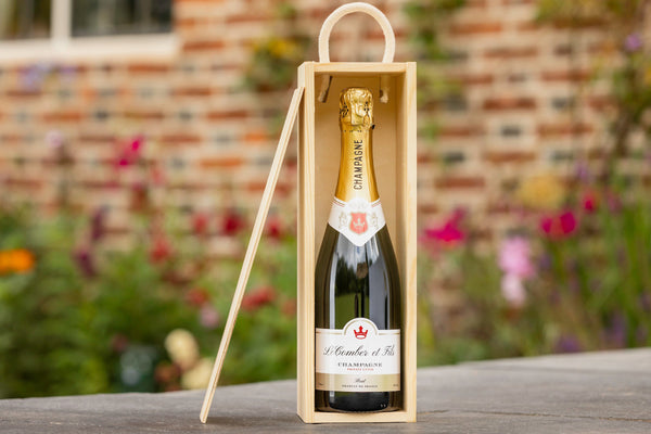 Personalised Champagne bottle in a wooden box
