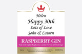 Personalised Raspberry Gin label
